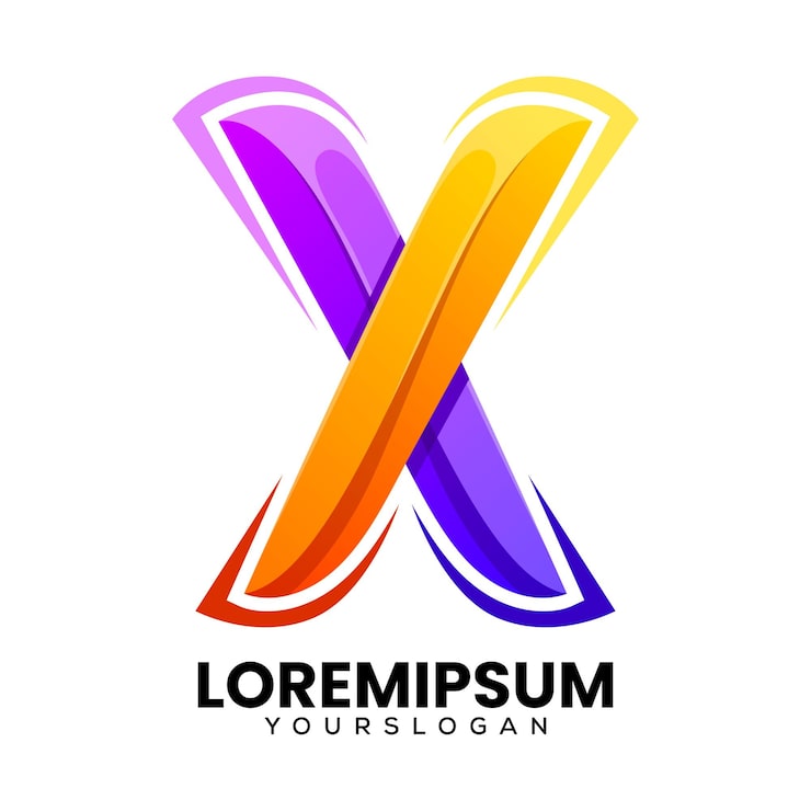 Ücretsiz Vektör renkli x harfi gradyan logo tasarımı