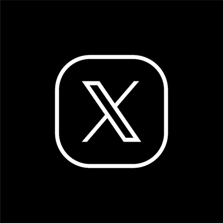 Ücretsiz Vektör siyah arka planda yeni twitter logosu x simgesi