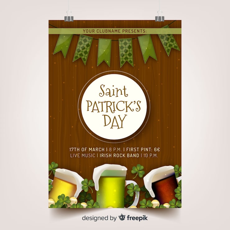 Ücretsiz Vektör st. patrick's günü el ilanı şablonu