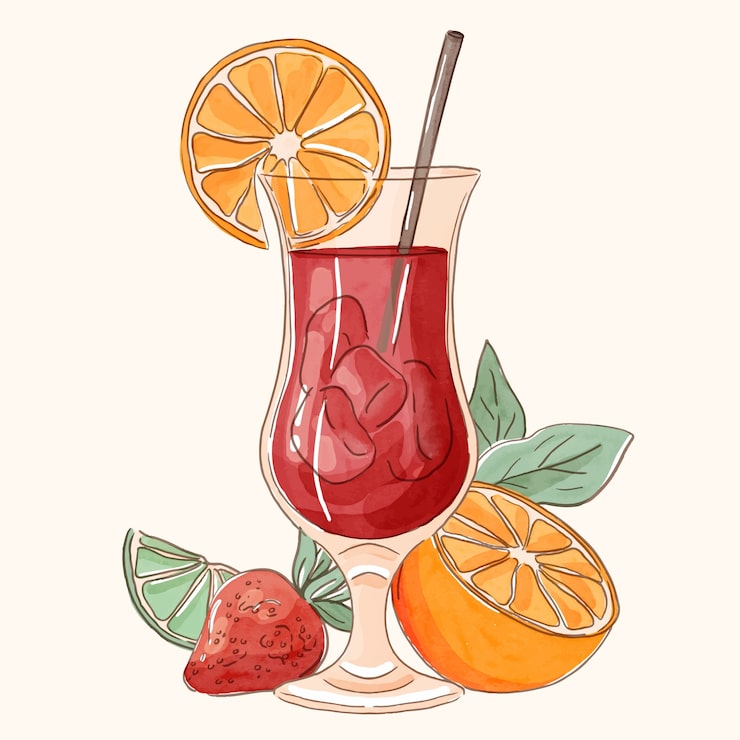 Ücretsiz Vektör sulu boya lezzetli sangria çizimi