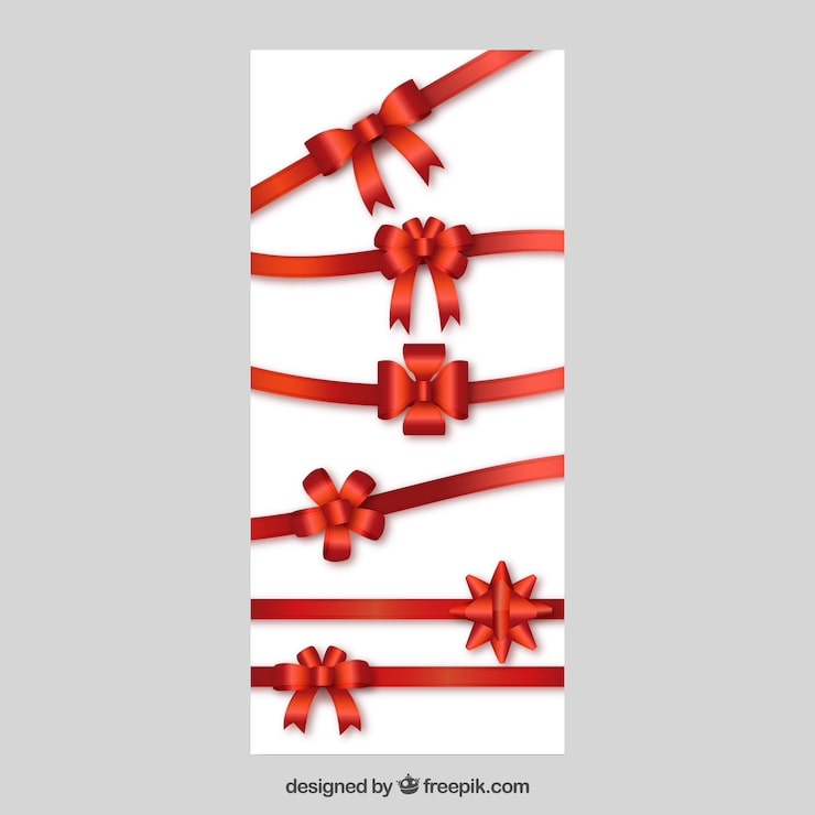 Vecteur gratuit arcs et des rubans cadeaux