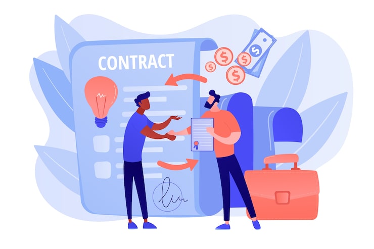 Vecteur gratuit assurance qualité. contrat d'affaire. certificat de garantie