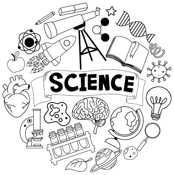 Bannière scientifique avec icônes Doodle