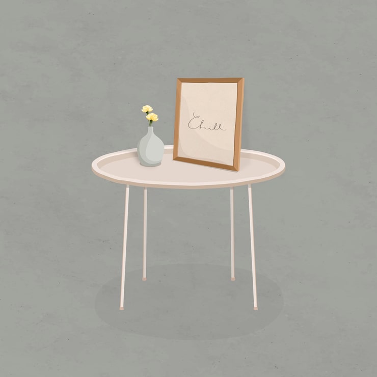 Vecteur gratuit billy ball fleur sur un vecteur de table d'appoint rond