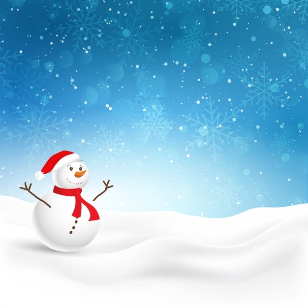 Vecteur gratuit bonhomme de neige sur fond bleu