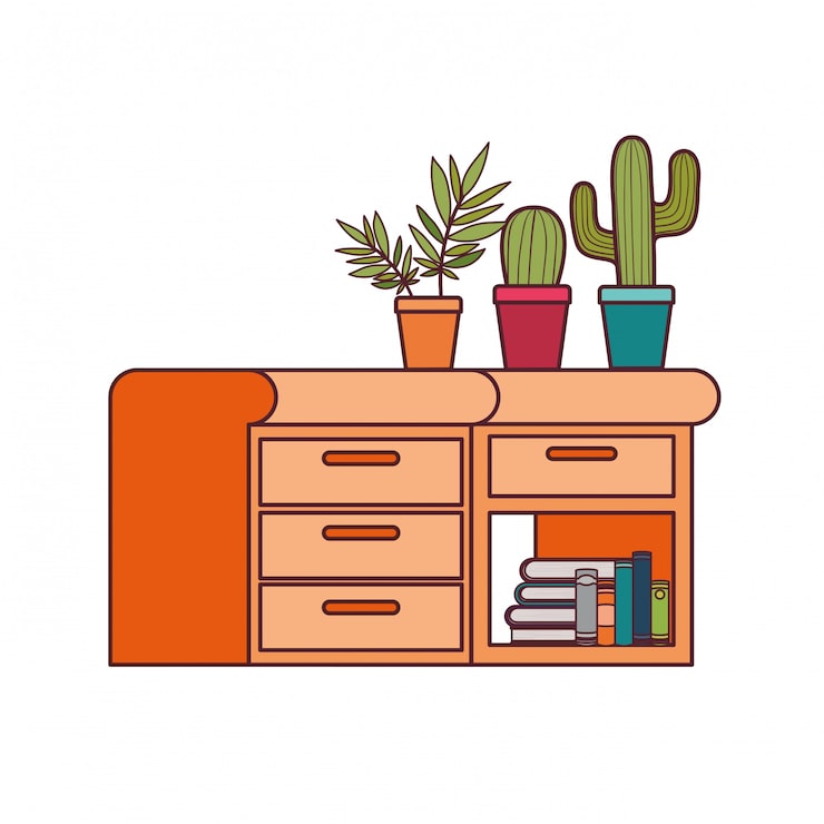 Vecteur gratuit bureau avec pile de livres