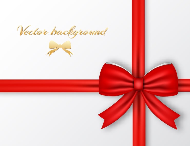 Vecteur gratuit cadeau de fête avec fond de ruban rouge
