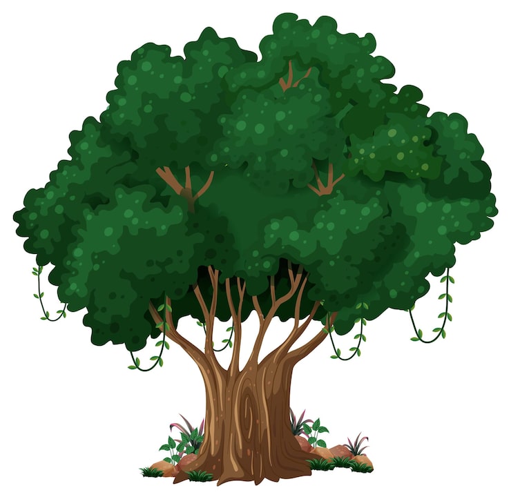 Vecteur gratuit caricature isolée de grand arbre