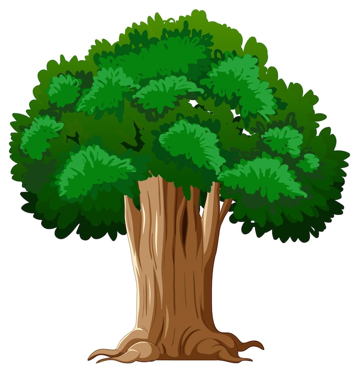 Vecteur gratuit caricature isolée de grand arbre