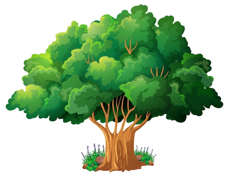 Vecteur gratuit caricature isolée de grand arbre
