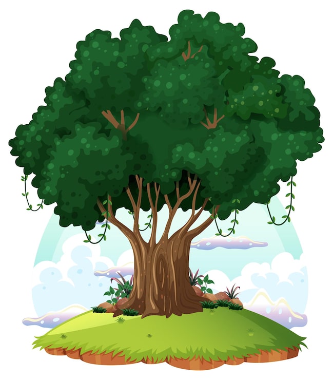 Vecteur gratuit caricature isolée de grand arbre