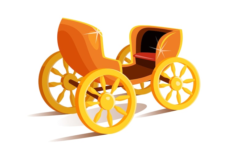 Vecteur gratuit carrosse d'or de conte de fées inimaginaire