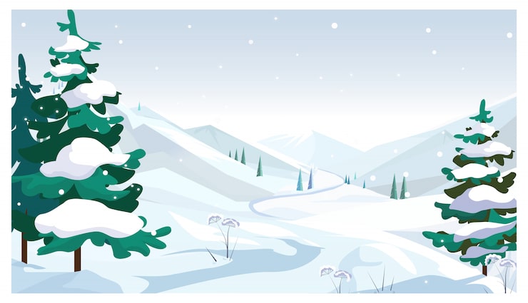 Vecteur gratuit champs d'hiver avec illustration de neige qui tombe