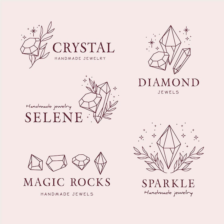 Vecteur gratuit collection de logo de bijoux dessinés à la main