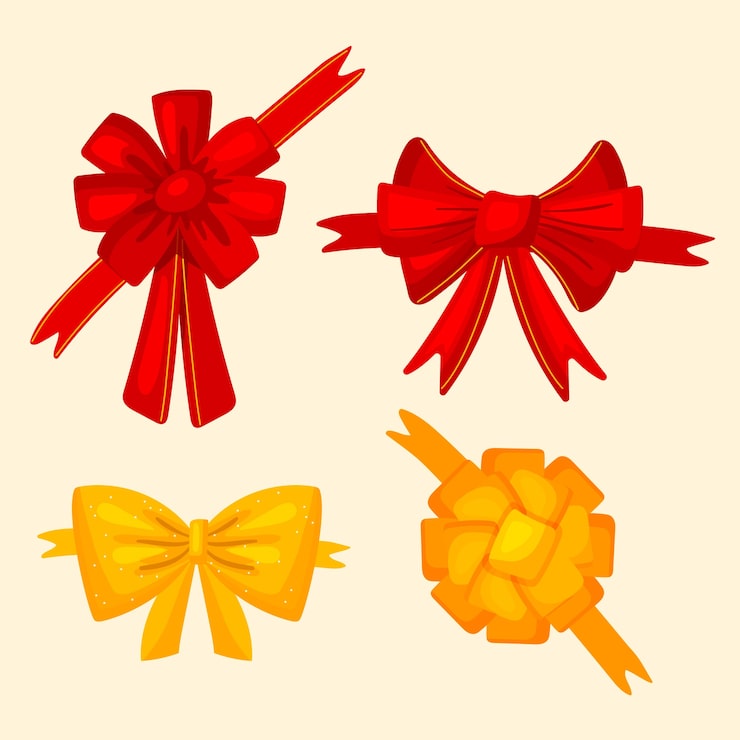 Vecteur gratuit collection de rubans de noël au design plat