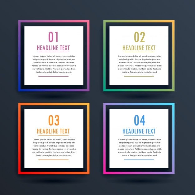 Vecteur gratuit créatives quatre étapes bannières infographiques