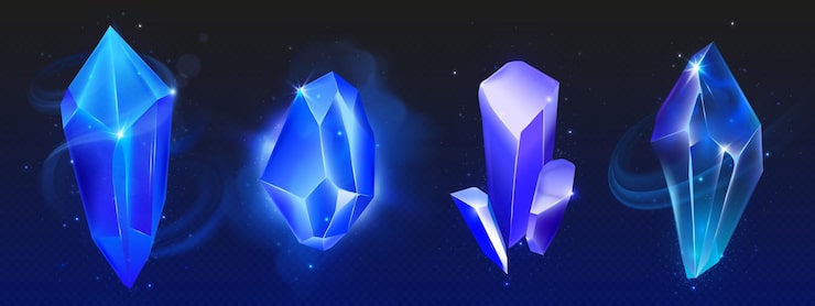Vecteur gratuit le cristal de pierre précieuse bleue lumineuse au néon magique