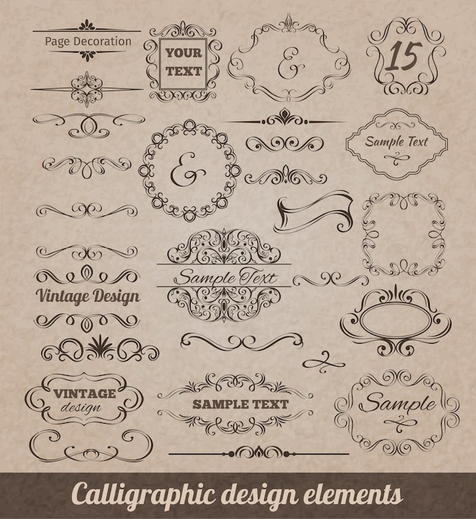 Vecteur gratuit éléments de conception calligraphiques