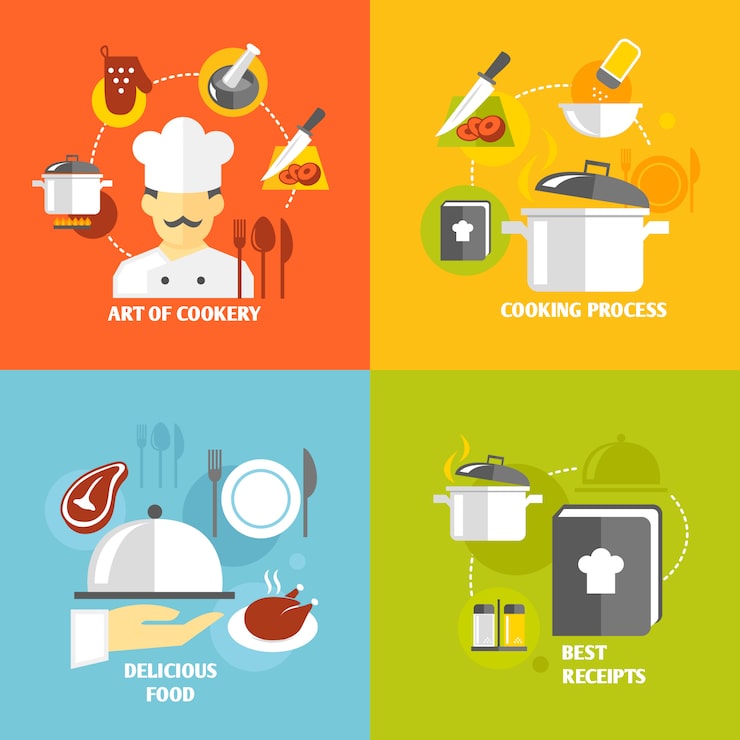 Vecteur gratuit éléments de cuisson à plat