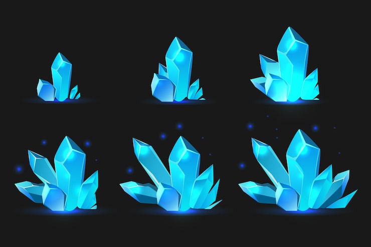Vecteur gratuit ensemble de cristal bleu