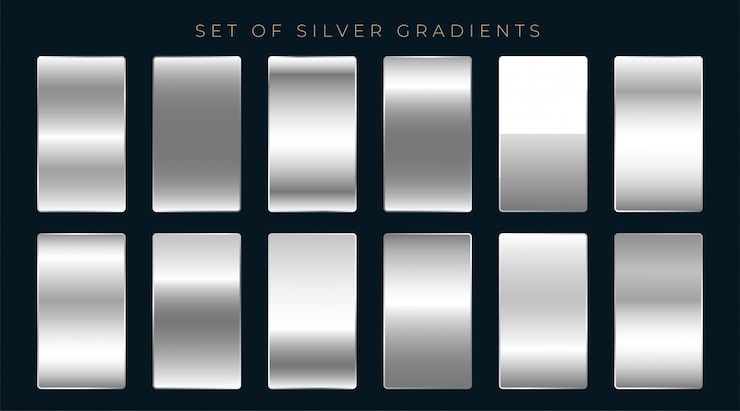 Vecteur gratuit ensemble de dégradés argent ou platine