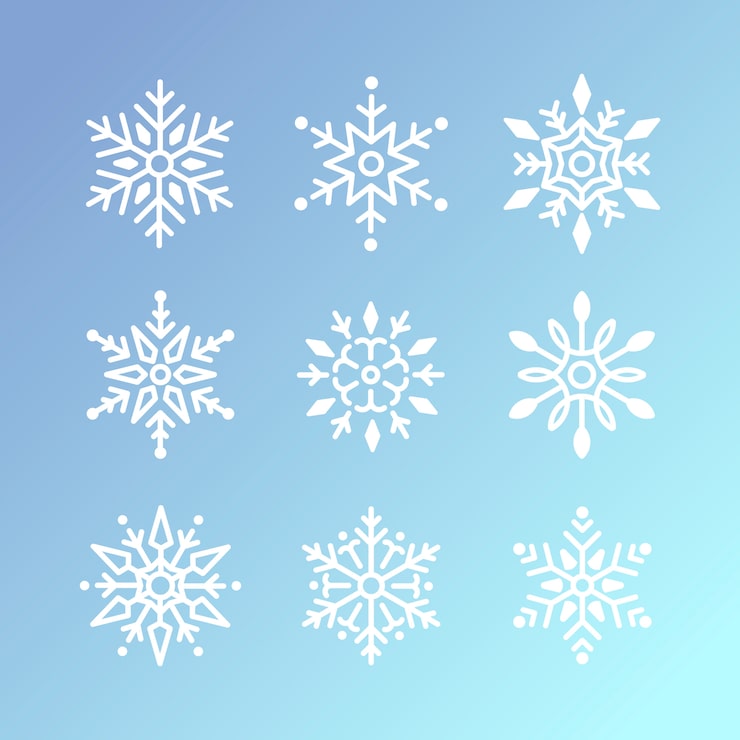 Vecteur gratuit ensemble de vecteur de design de noël flocons de neige
