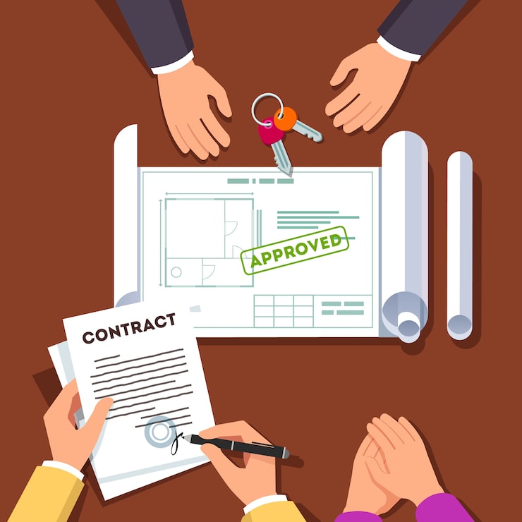 Vecteur gratuit entreprise signataire d'un contrat de maison ou d'appartement