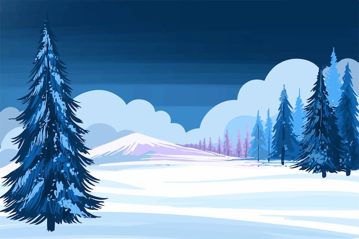 Vecteur gratuit fond d'hiver de la conception de cartes de sapin de noël de neige et de givre