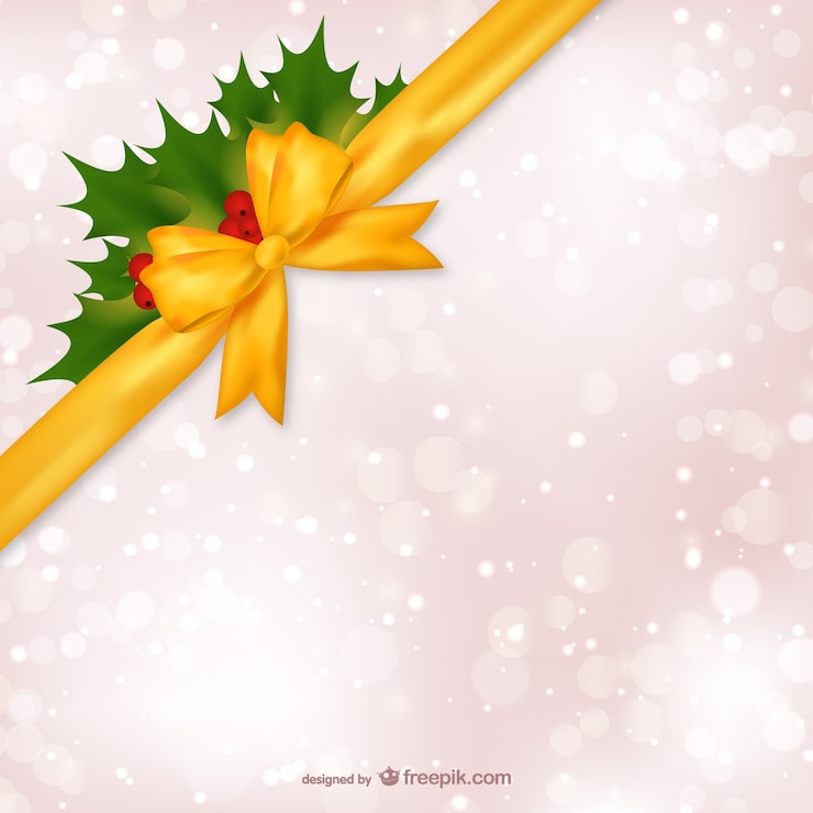 Vecteur gratuit fond de noël avec ruban jaune