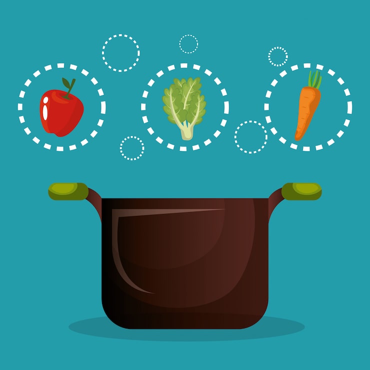 Vecteur gratuit fruits et légumes nourriture saine