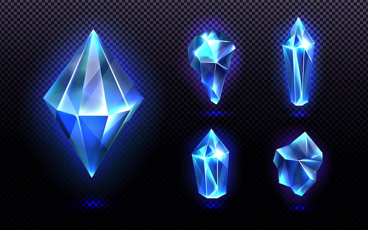 Vecteur gratuit gemme de cristal bleu icon de jeu de pierre de glace magique