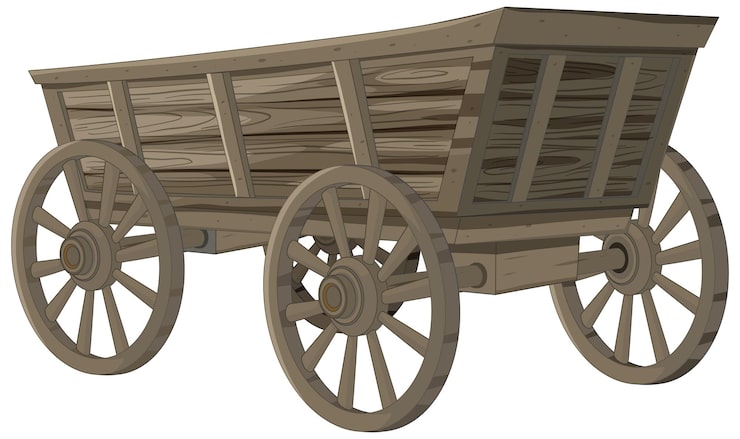 Vecteur gratuit illustration d'un chariot en bois d'époque