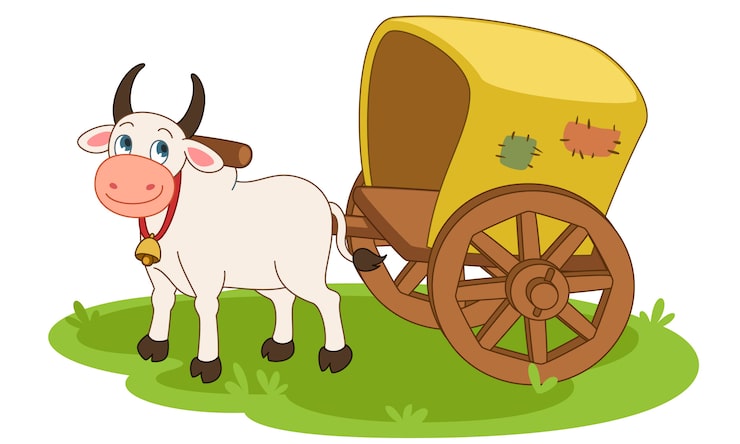 Vecteur gratuit illustration vectorielle de bullock cart cartoon