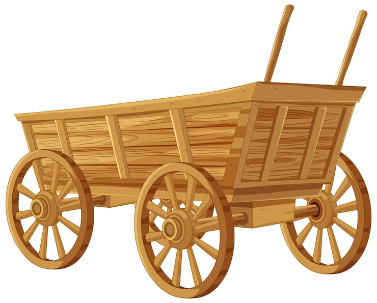 Vecteur gratuit illustration vectorielle de chariot en bois d'époque