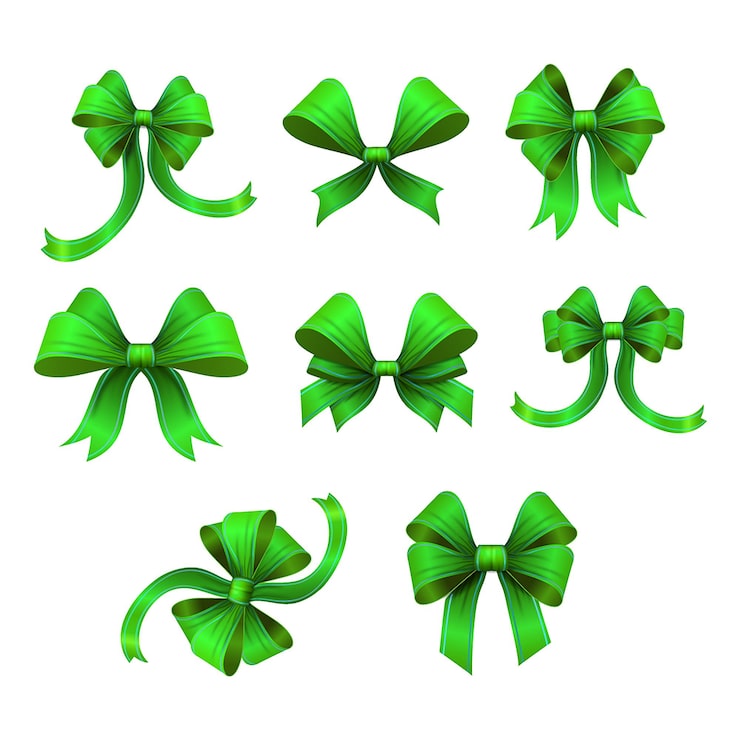 Vecteur gratuit l'illustration vectorielle du jeu de rubans cadeaux verts