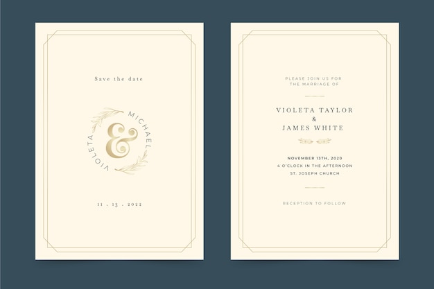 Invitations de mariage formelles dégradées