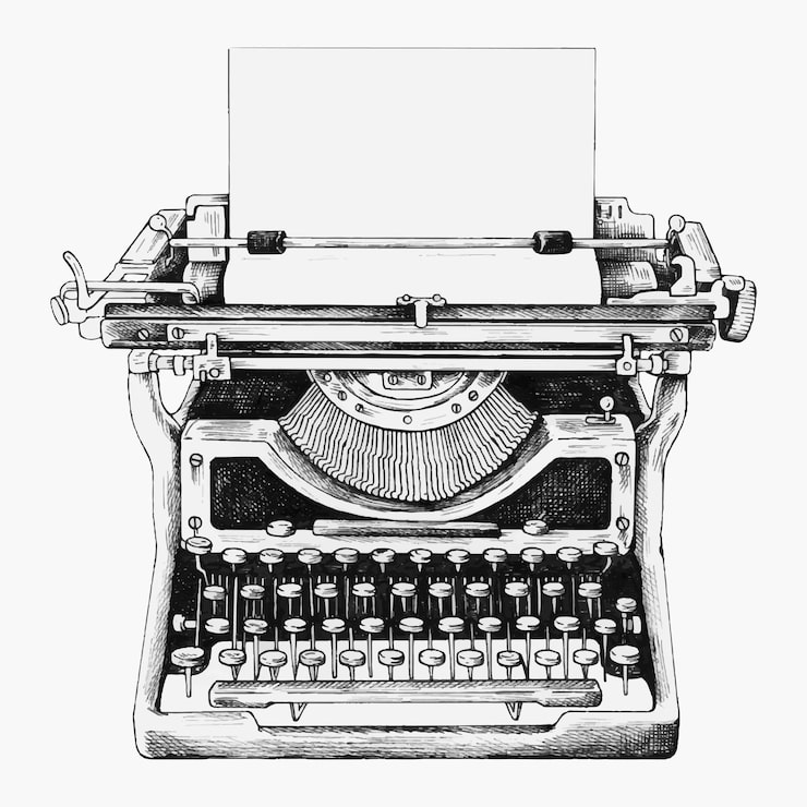 Vecteur gratuit machine à écrire rétro dessinée à la main