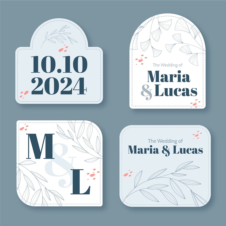 Vecteur gratuit modèle d'étiquettes botaniques de mariage