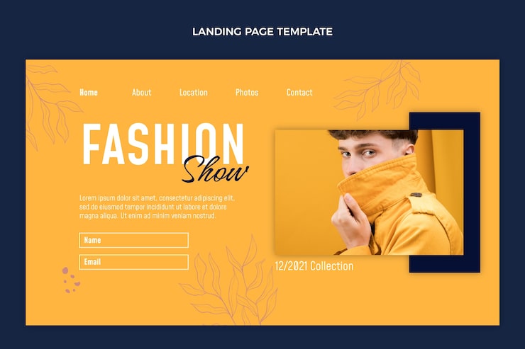Vecteur gratuit modèle de page de destination de défilé de mode design plat