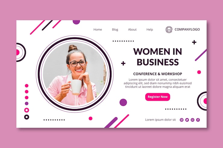 Vecteur gratuit modèle de page de destination de femme d'affaires