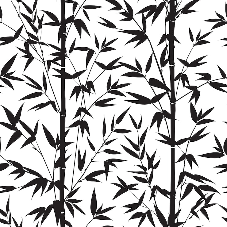 Vecteur gratuit modèle sans couture noir bambou isolé sur fond blanc. illustration vectorielle.