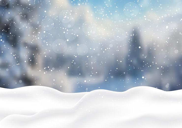 Vecteur gratuit neige d'hiver sur un paysage enneigé défocalisé