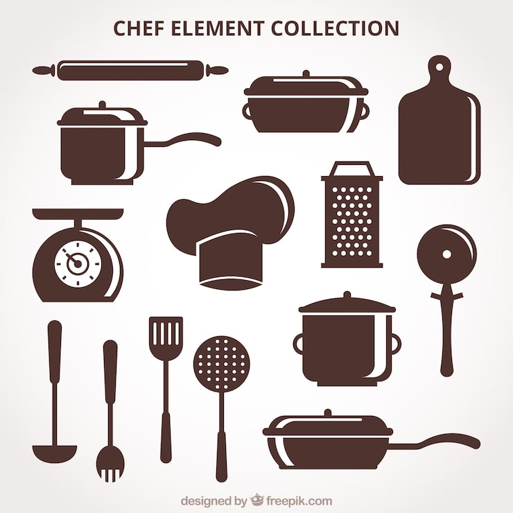 Vecteur gratuit pack d'éléments de chef en style rétro