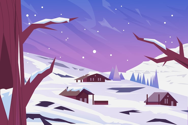 Vecteur gratuit paysage d'hiver dessiné à la main