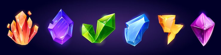 Vecteur gratuit pierres précieuses magiques diamants et cristaux de bijoux