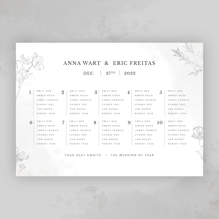 Vecteur gratuit plan de table de mariage dessiné à la main
