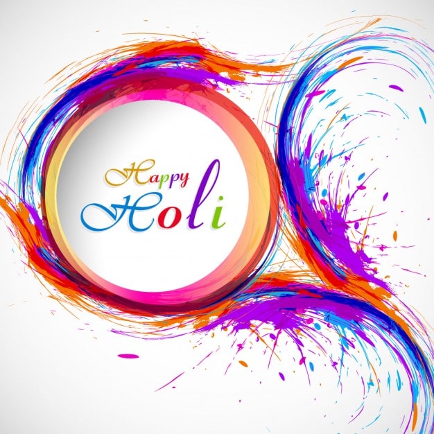 Vecteur gratuit salutation holi avec forme circulaire