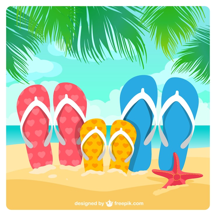 Vecteur gratuit sandales familiales sur le sable