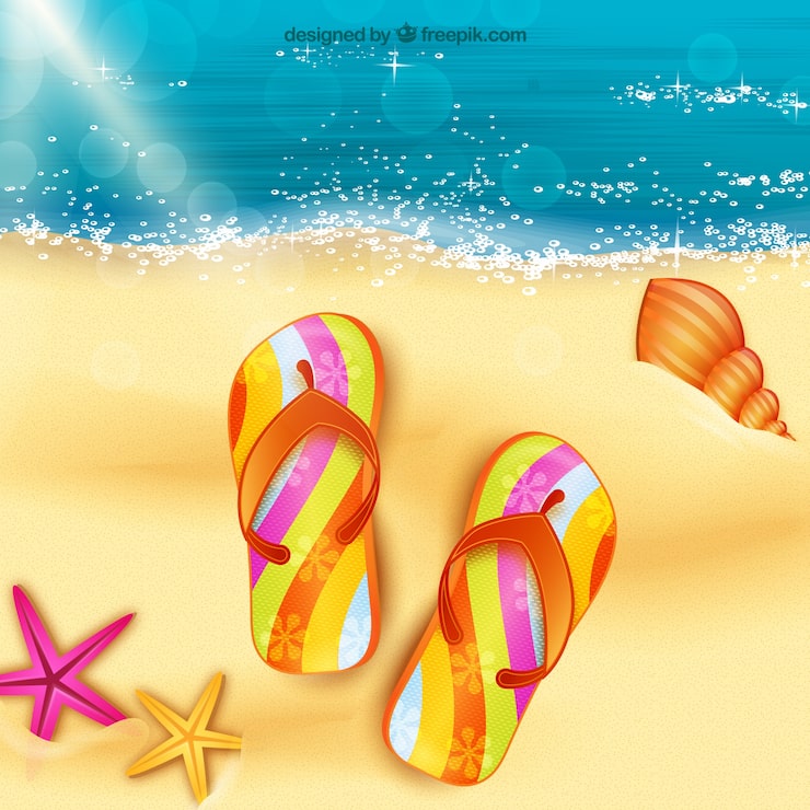 Vecteur gratuit sandales sur le sable