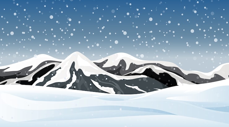 Vecteur gratuit scène avec neige sur le terrain